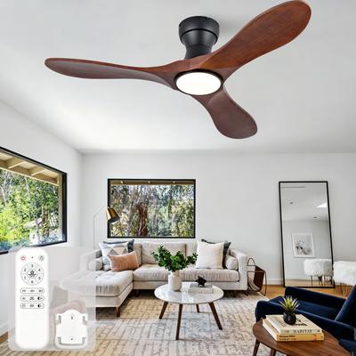 42-Inch Ceiling Fan with Lighting and Remote Control, Three Curved Solid Wood Blades, 3CCT, 6 Fan Speed Settings, for Living Rooms/pations/bedrooms
