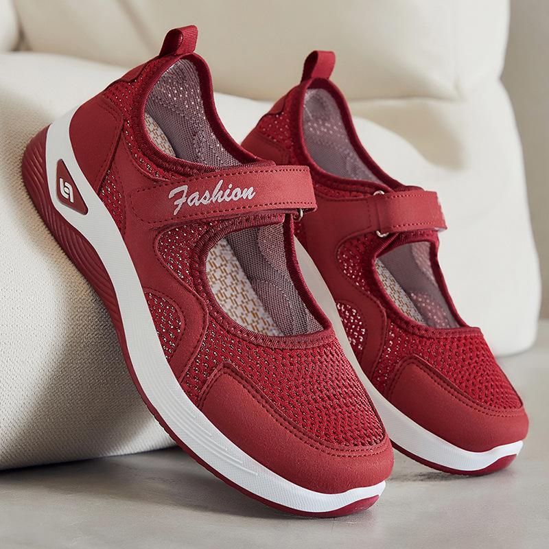 Shoes women's summer new walking shoes mesh breathable women's shoes middle-aged and elderly mother shoes Velcro single shoes