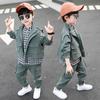 Boys' Spring/Fall Outfit Set Korean-Style Workwear Jacket + Pants Handsome Set