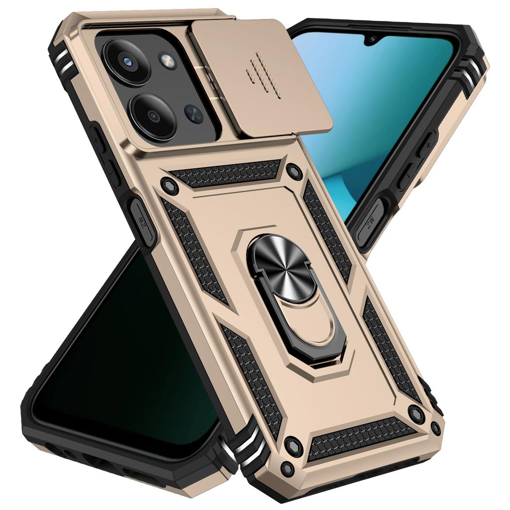 Armor Shockproof Case For Xiaomi Redmi 15C 4G 171.6mm 5G 173.2mm Metal Holder Sliding Window Camera Lens Protection Back Cover