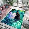 Mehrere Größen Zwei niedliche Katzen im Wasser Druck Teppich für Wohnzimmer Schlafzimmer Sofa Fußmatte Heimdekoration Rutschfeste Bodenmatte