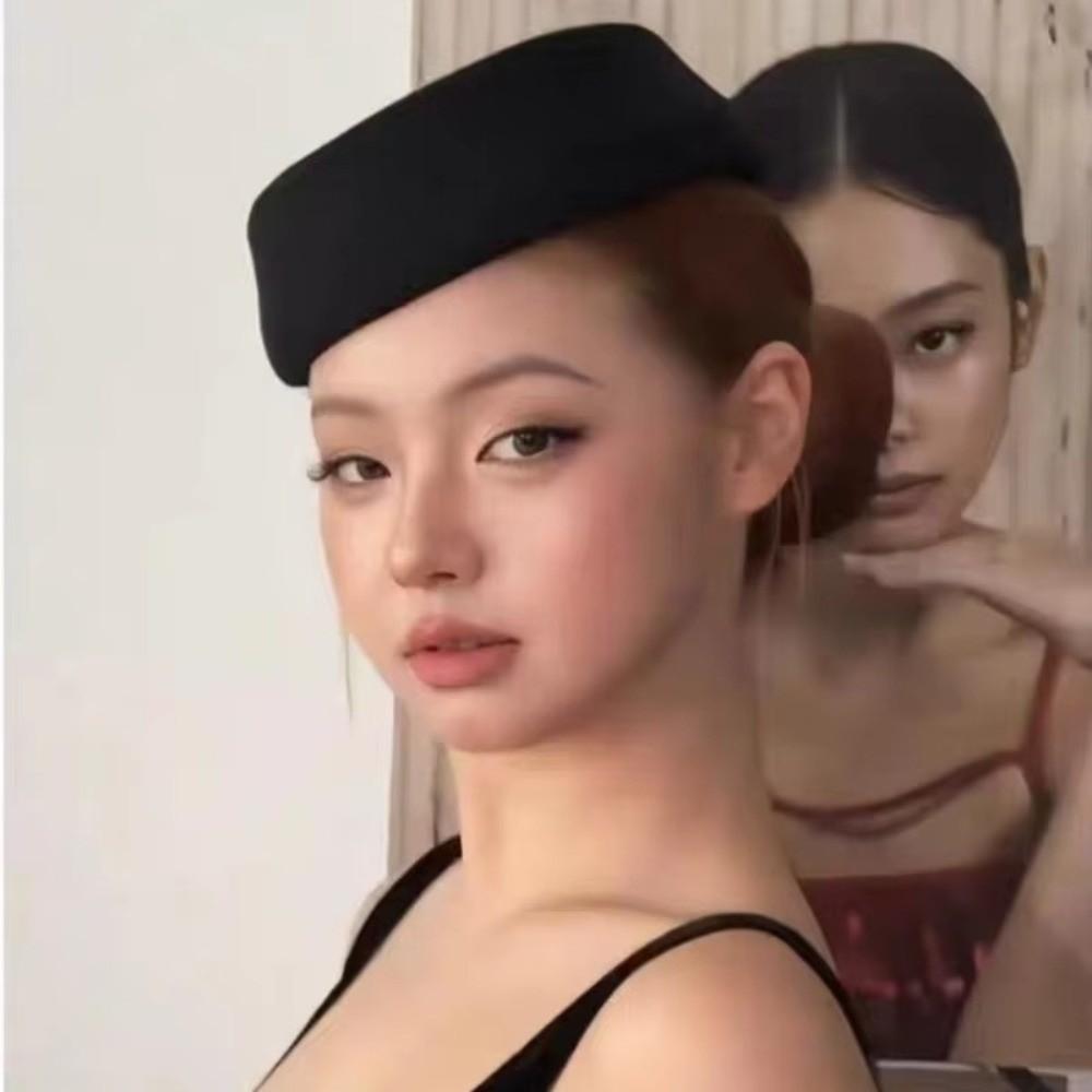 Versatile British Retro Top Hats Formal Solid Felt Beret Concave Top Pillbox Cap Women Headwear