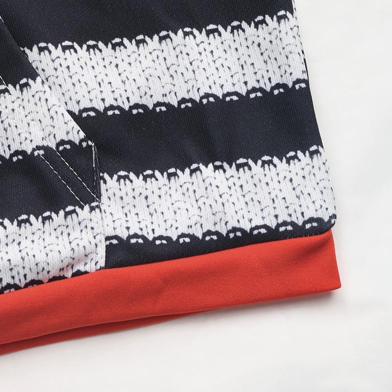 Women's New Casual Spring and Autumn Printing Stripes Thin Section Hooded Sweatshirt