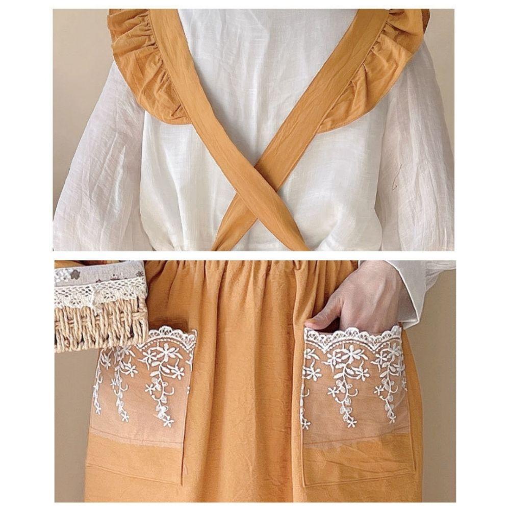 Cotton Sleeveless Dress Apron Lace Pattern Garden Apron New Working Clothes for Ladies Girls