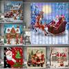 Kerst Douchegordijn, Winter Sneeuwman Kerstman Sneeuwvlok Kabouter Boerderij Vrachtwagen Bes Kerstboom Cartoon Badkamer Decorati