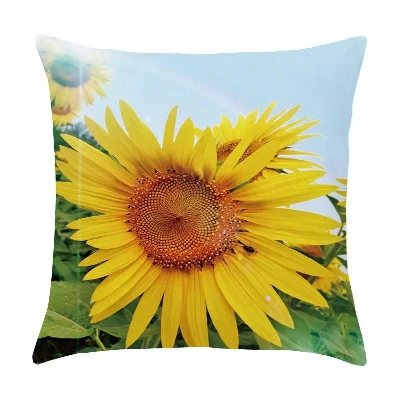 Federa Cuscino Arredamento Casa Lusso Copricuscino Divano Soggiorno Copricuscino con Motivo Pittura ad Olio Girasole Foto