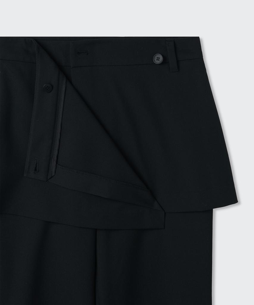 MUSINSA STANDARD WOMAN Women'S Wrap Skirt Layered Slacks [Black]