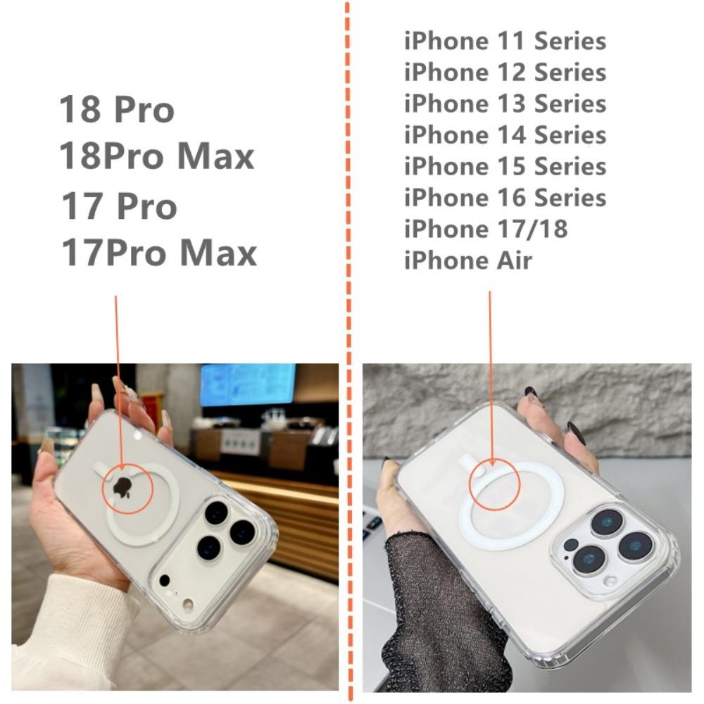 Magnetic Transparent Phone Case for 18 17 16 15 14 Plus 13 12 Mini 11 Pro Max for Magsafe Wireless Charge Cover