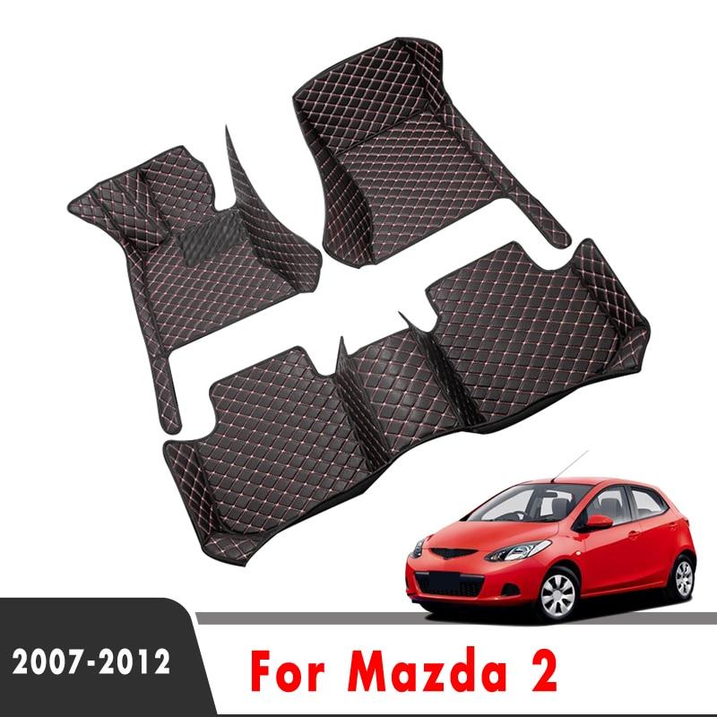 Dla Mazda 2 2012 2011 2010 2009 2008 2007 Dywaniki samochodowe Wyposażenie wnętrz Skórzane dywany Dekoracje Stylizacja Części Produkty