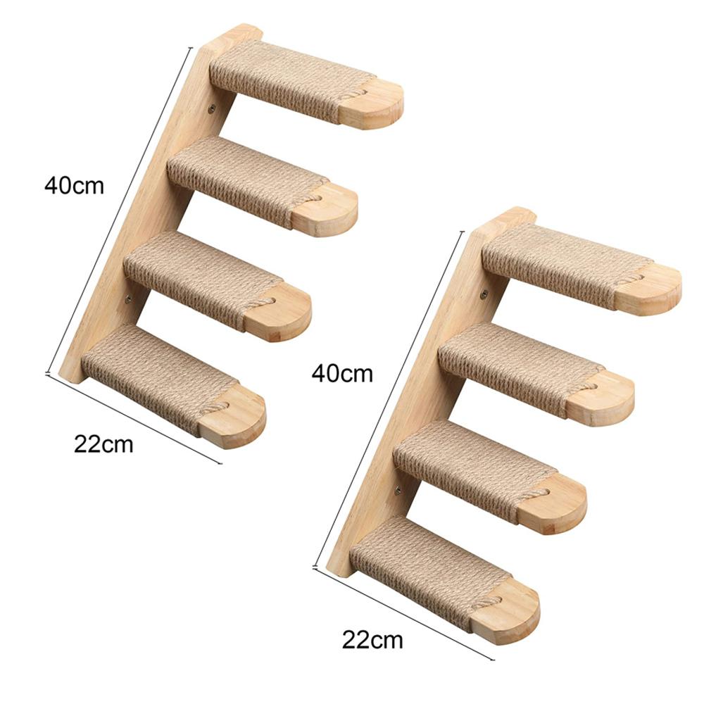Cat Furniture Solid Wooden Suspension Bridge Wall Mounted Sisal Cat Climbing Ladder Treads For Cats to Move and Play