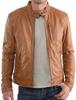 Men Leather Jacket New 100% Genuine Soft Lambskin Slim Biker Bomber Coat Brown