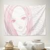 NNANA Tapisserie Croquis Rose Anime Esthétique Manga Rétro Polyester Accroche Murale pour Chambre Dortoir Décoration Chambre Anime Y2K