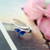 1PC New Enamel Branch Glue Ring Femininity Antique Literary Fresh Burning Blue Ring New Trend Jewelry