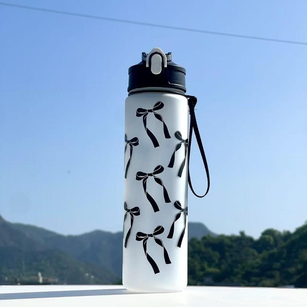 Floral Bow Print Water Bottle PC Water Cup High Quality Straw Cup  Outdoor Sports