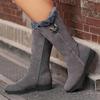 Damen Mid-Calf Stiefel, Neuer Winterstil Fleecegefüttert Verdickt Flachsohlig Rutschfest Stiefeletten für Damen