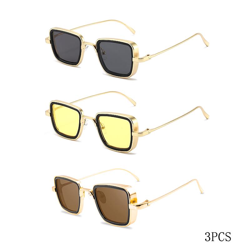 New Vintage Metal Steampunk Sunglasses Men Women Square Sun Glasses For Men Women Stylish Retro Brand Shades Male Female UV400