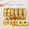 18 Pcs/Set Large C-Shape Teardrop Hoop Earrings for Women Fashion Gold Color Exaggerated Twist Earring Daily Wear Jewelry Gifts