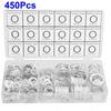 450Pcs Aluminum Washer Kit M6-M24 High Temperature Resistant Round Sealing Gasket Set