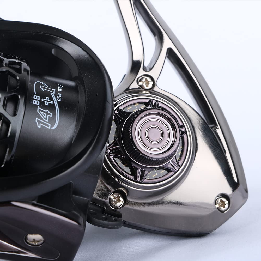 Happy Life Spinning Reel Reel with Lightweight Resin Spool Fishing Gear High Stability Maximum Drag Force 35KG Left and Right Interchangeable Handles