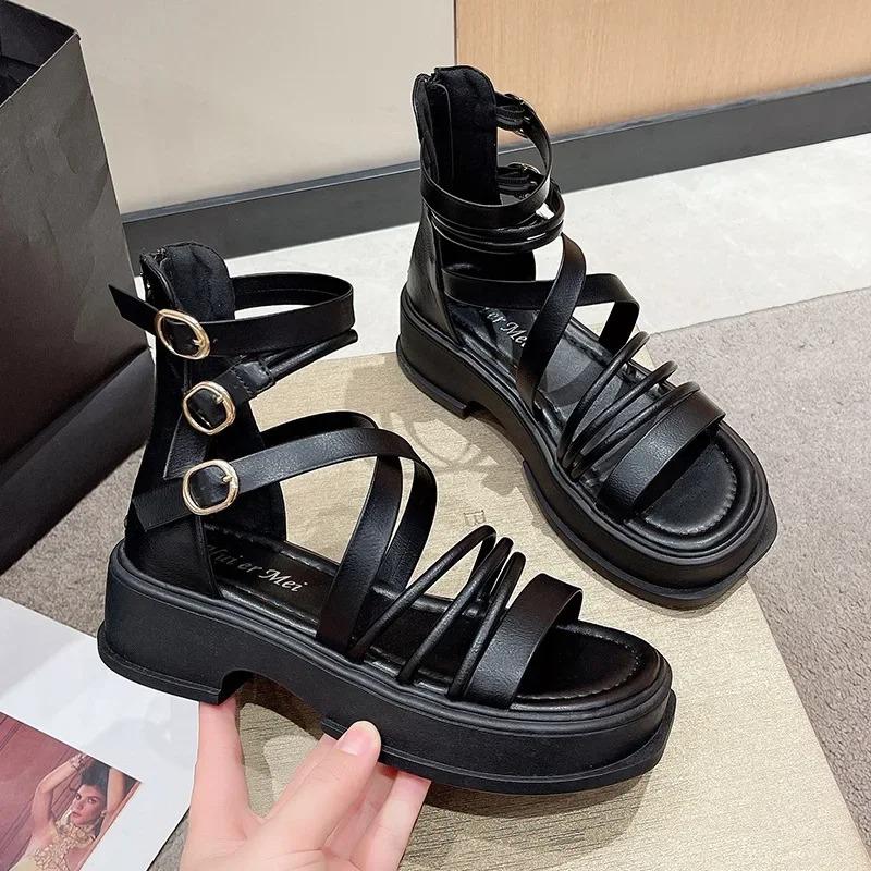 Women's Sandalias Fashion Summer Cool Boots Outdoor Non Slip Platform Sandals Leisure Beach Sandals for Women Roman Cool Booties