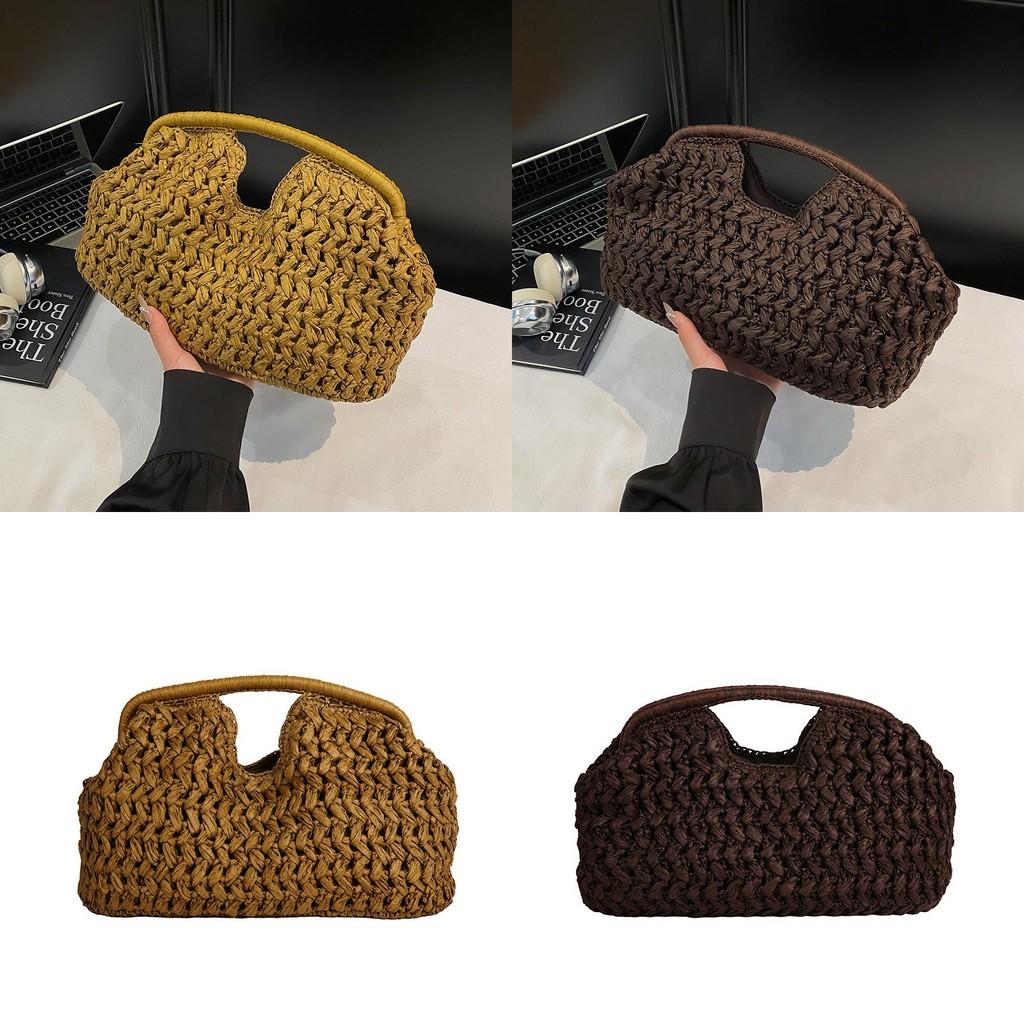 Hollow Out Design Handbag For Women Big Capacity Summer Beach Travel With Lock Closure