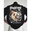 Men's Personalized Graffiti Bear Letter Printed Breathable and Comfortable Round Neck T-shirt Outdoor High Street Top
