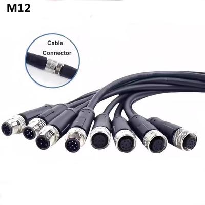 M12 2P 3P 4P 5P 6P 8P 12P 1M 2M 3M PVC PUR Shielded Cable Straight Angle Male Female Plug Power Electrical Aviation Connector