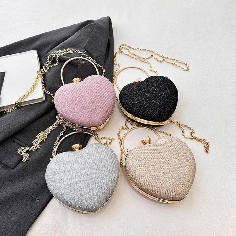 Yogodlns Večerní kabelka Clutch Dámská kabelka Lesklá kabelka Tvar srdce Kabelka Clutches Kabelka Módní Řetízek Taška přes rameno Luxusní dámská kabelka