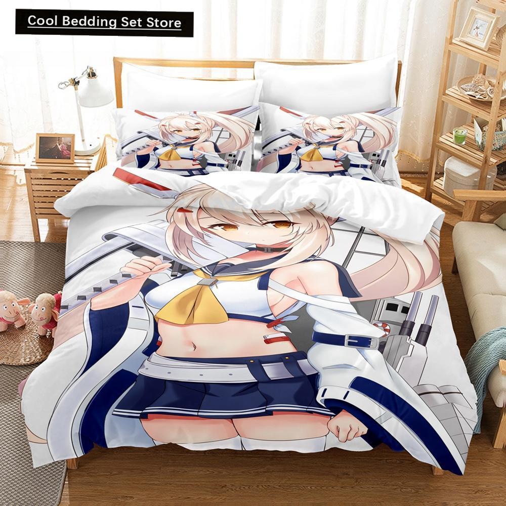 3D-trykk Anime Azur Lane Sengetøy Sett Enkelt Twin Full Queen King Size Sengesett Voksen Barn Soverom Dynetrekk Sett laken sett