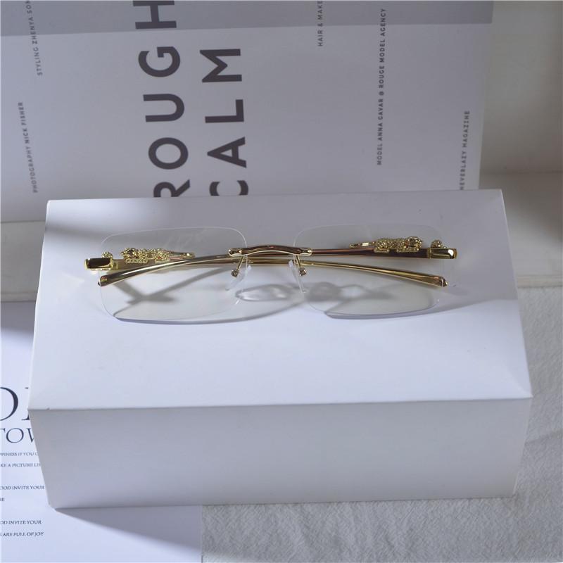 Retro Leopard Head Metal Sunglasses Frameless Small Frame Classic Sun Shading Fashion Glasses for Men and Women