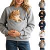 Women's -Lined Neck Pullover Sweatshirt with Large Pockets