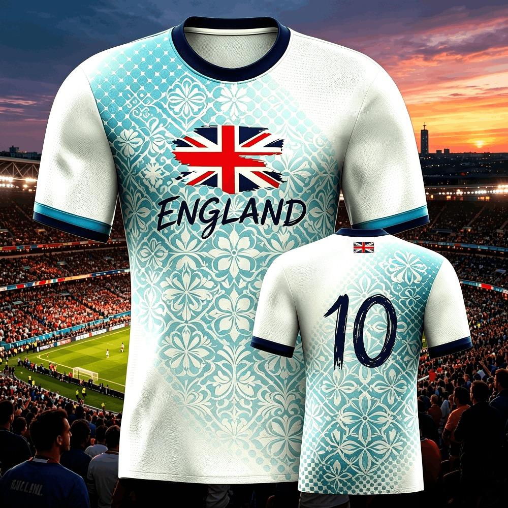 2026 Summer England Men's Soccer Jersey Breathable Team Training Fashion Print Casual Women Short Sleeve Men's Sports Tee Shirt