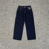 Jeans Sakura Embroidery Loose Straight Fit Casual Tide