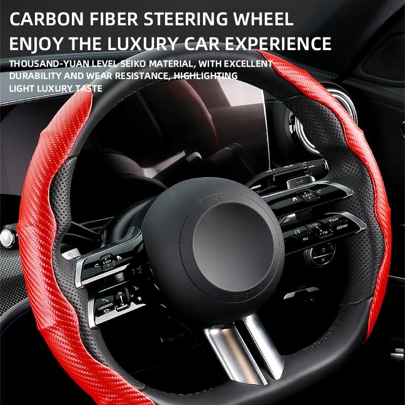1Pair Car Steering Wheel Covers Carbon Fiber Auto Universal Steering Wheel Cover Car Accessories Anti Slip Interior