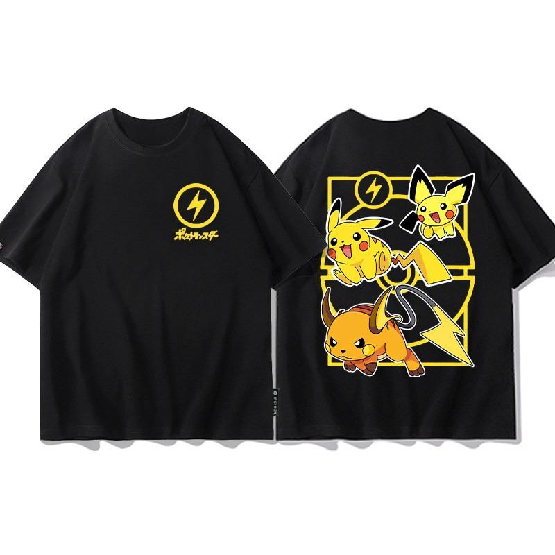 2026 Summer Charizard Evolution Double Sided Print Tshirt 100 Cotton Oversized Couple Family Tee For Travel Sports