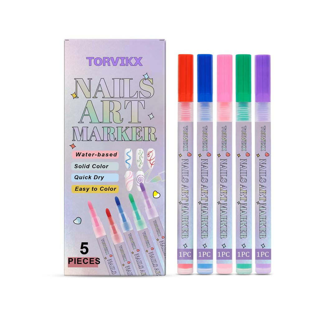 TORVIKX Nail Art Painting Pen - Bright and Colorful, Easy To Use, Suitable for Various Occasions, DIY-friendly, Gentle and Not Prone To Smudging