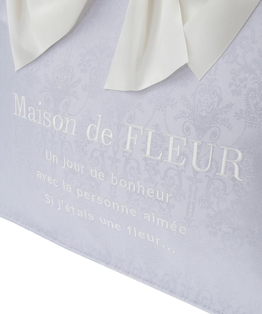 Maison De FLEUR Jacquard Ribbon Frill Square Tote Bag, Ivory, Size M, 08000628500