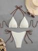 2025 Solid Color Strappy Bikini - Backless & Stylish Two-Piece Swimsuit