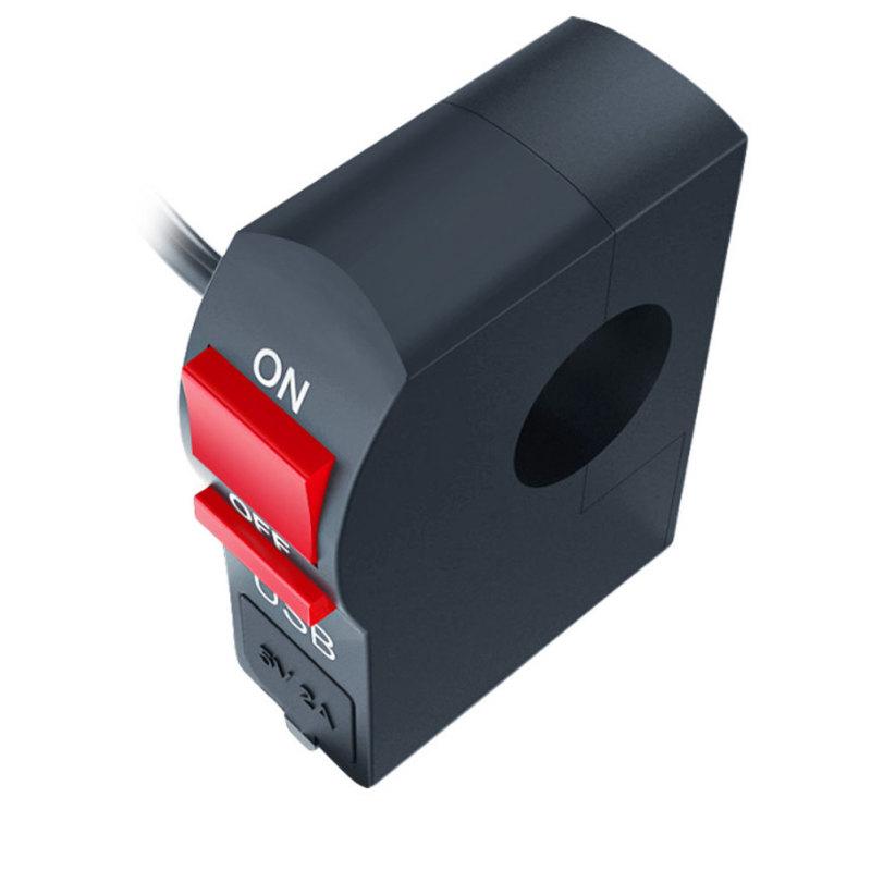 Univerzální Motocyklový spínač Start Flameout On Off Tlačítko s USB nabíječkou