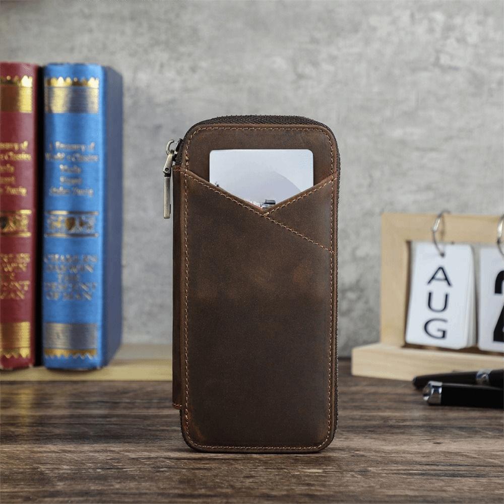 Handmade Leather Genuine Leather Pencil Case 4 Slots Design Pen Case  Office Supplies