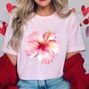 Women's Summer Clothing Y2K Pink Hibiscus Flower Design T-shirts Summer Fsahion Women T-shirts Short Sleeve Pink Casual Tops