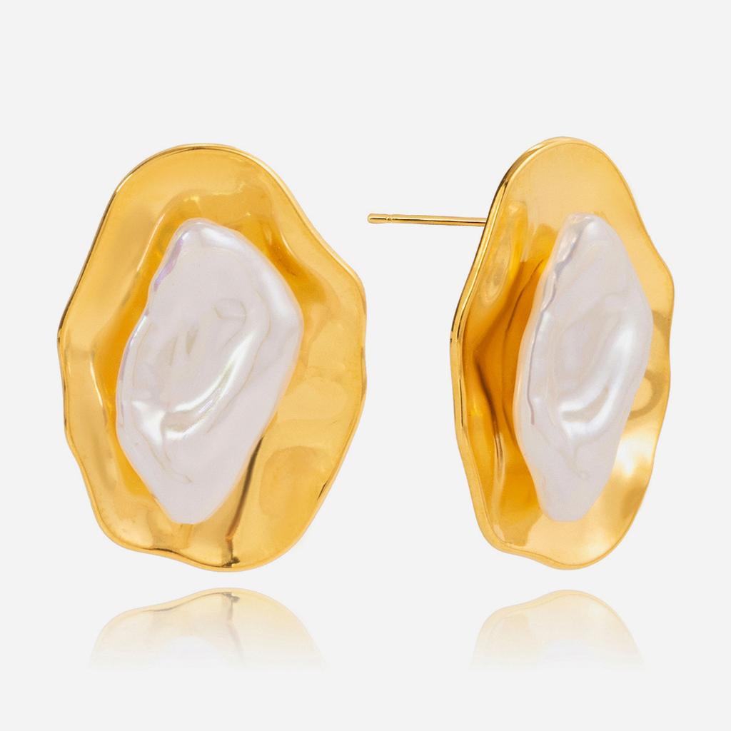 Niche Light Luxury Design Elegant Style Pearl Earrings 18K Gold Earrings Jewelry