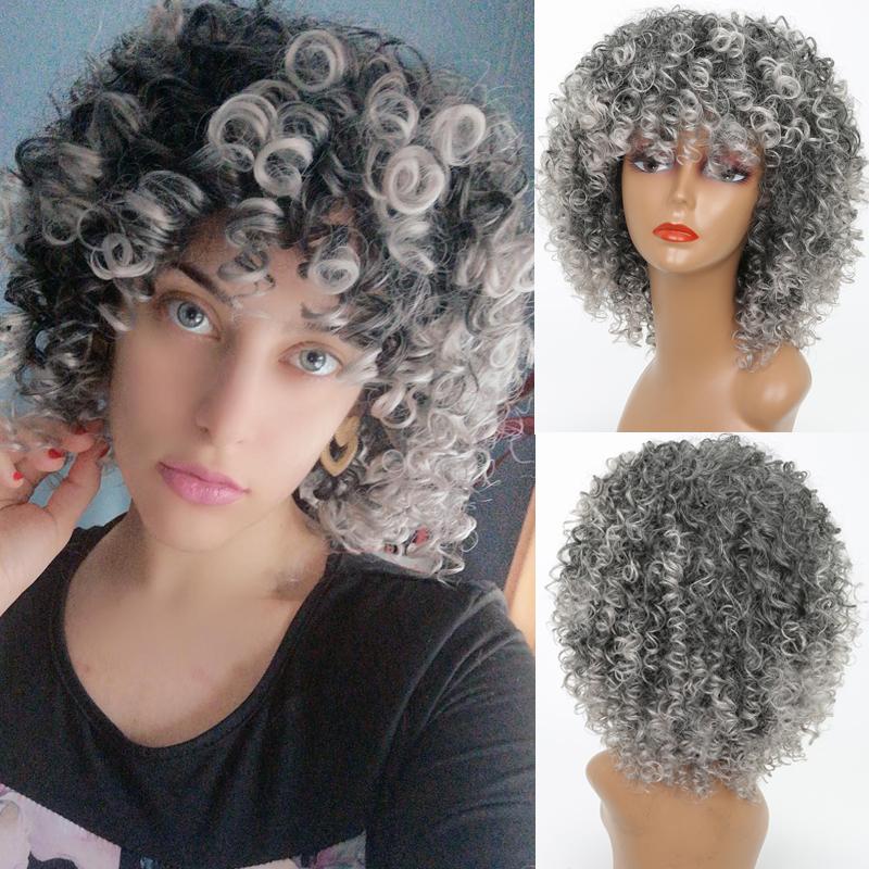 MERISIHAIR Perruque africaine bouclée rouge vin, perruque synthétique en Fiber de haute température marron or noir pour femmes