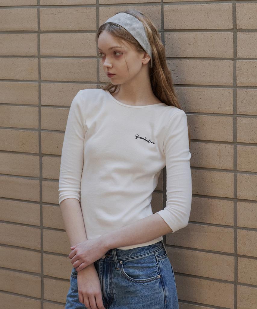 GREENBUTTER Three-Quarter Sleeve Tee (Ivory)