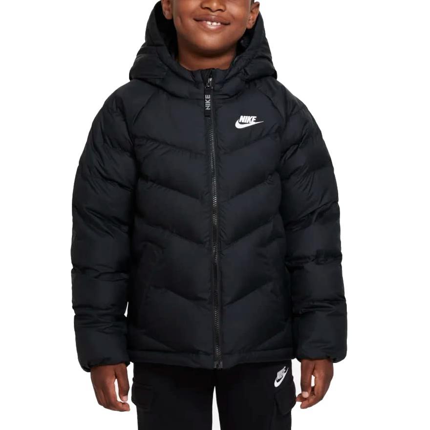 Nike Bunda s kapucňou a zipsom, potlačené logo, detské bundy, čierna DX1264-013
