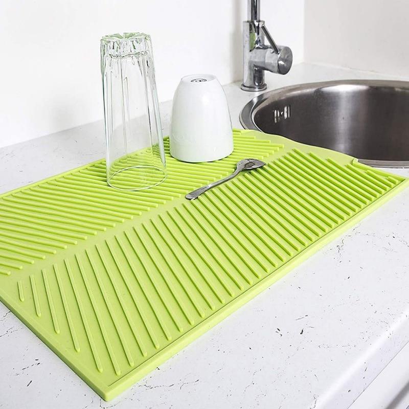 Silicone Square Dish Drying Mat Heat Resistant Draining Tableware Dishwasher Durable Cushion Pad Dinnerware Table Place Mat