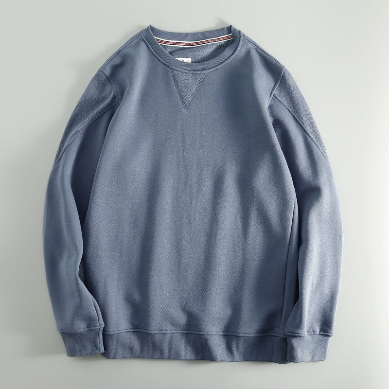 Japanese-Style Spring and Autumn Men's Loose Fit Washed Pure Cotton Terry Cloth Sports Casual Pullover Sweatshirt, Clearance Trendy Brand Top for Men