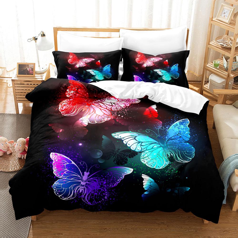 3D Butterfly Bedding Set Full Size Colorful Bedding Digital Printing Bed Linen Queen Size Duvet Cover Set Fashion Fantasy design