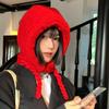 Little Red Riding Hood Women's Autumn and Winter Knitted Wool Strap Ear Protection Hat Korean Edition Warm and Versatile Red Hat