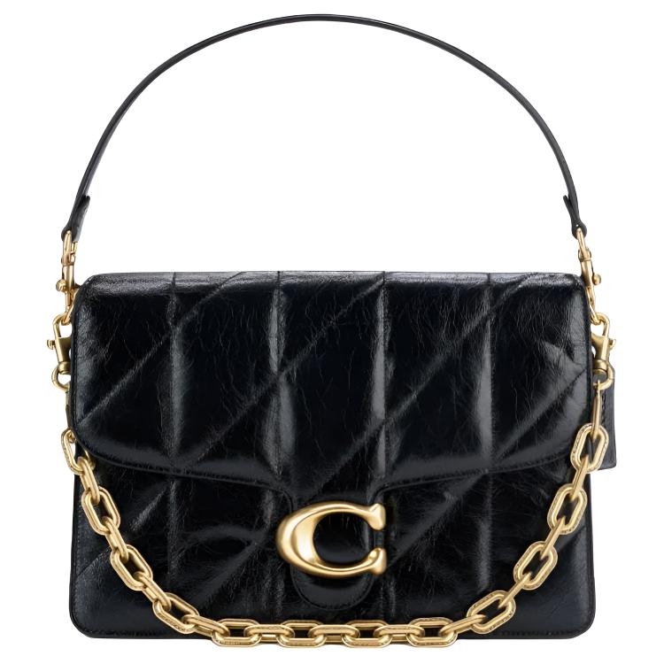 Coach Chain Tabby 30 Logo Flap Top Handle Crossbody Bag Women Handbags Black CAF54-B4BK